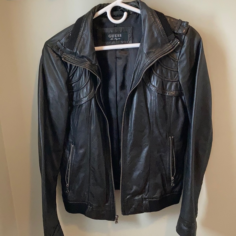GUESS [Women’s] Leather Bomber Jacket